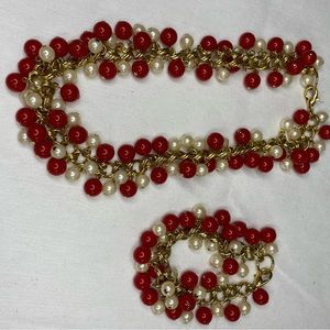 Vintage Red and White Pearl Set
